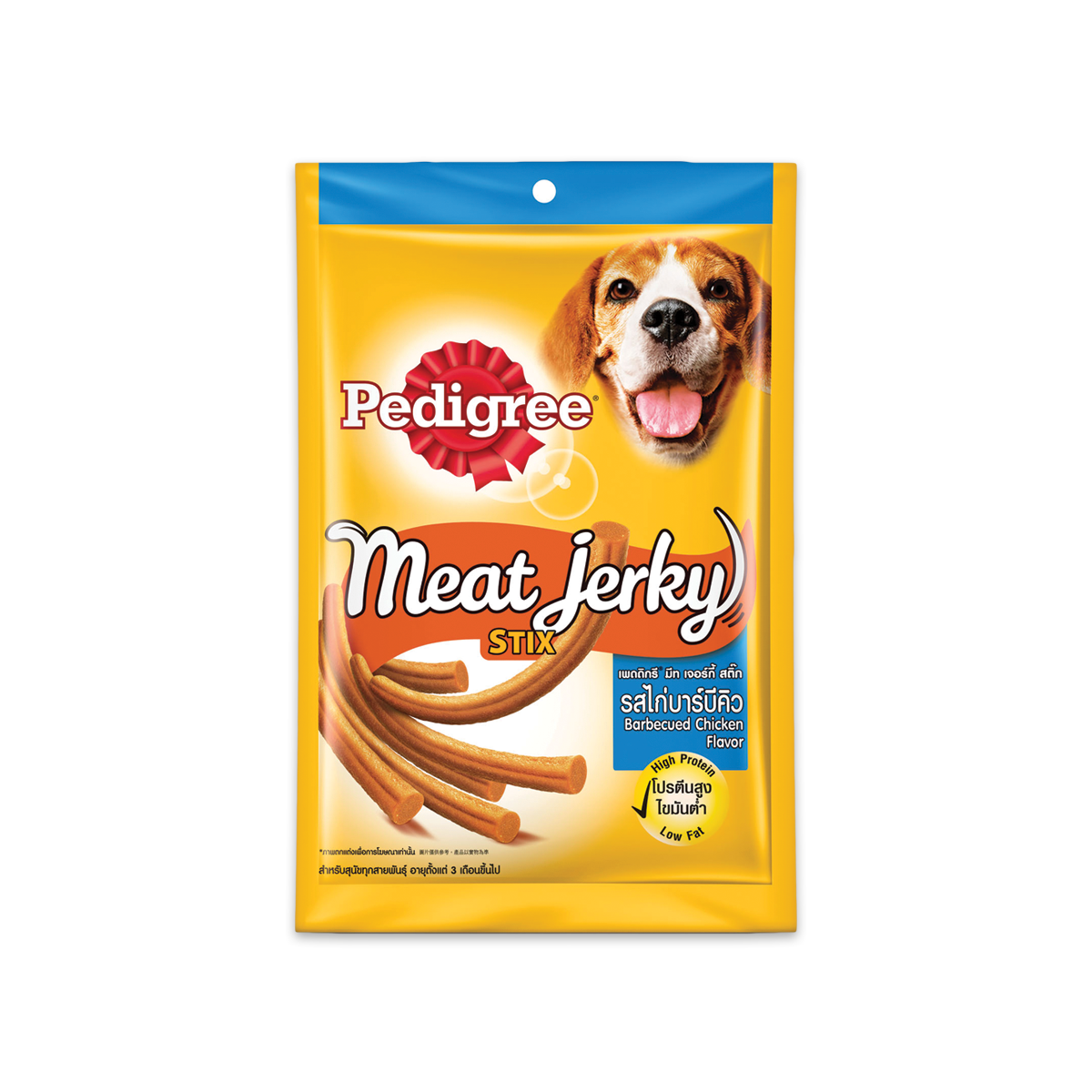 [MANOON] PEDIGREE  Meat Jerky Stix Barbecued Chicken เพดดิกรี มีทเจอร์กี้ สติ๊ก รสไก่บาร์บีคิว ขนาด 60 กรัม (12 ซอง)