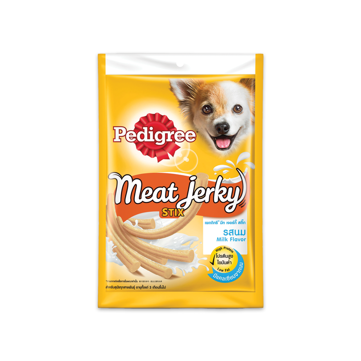 [MANOON] PEDIGREE Meat Jerky Stix Milk เพดดิกรี มีทเจอร์กี้ สติ๊ก รสนม ขนาด 60 กรัม (12 ซอง)