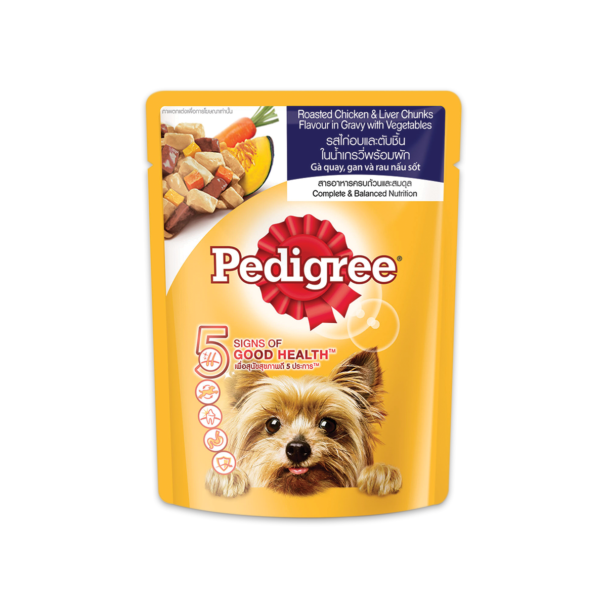 [MANOON] PEDIGREE  Pouch Adult Roasted Chicken & Liver เพดดิกรี เพาซ์ สูตรสุนัขโต รสไก่อบและตับชิ้นในน้ำเกรวี่พร้อมผัก ขนาด 80 กรัม (12 ซอง)