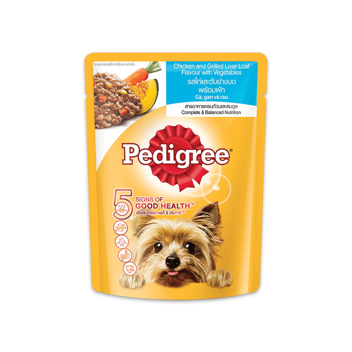 [MANOON] PEDIGREE  Pouch Adult Chicken & Griller Liver เพดดิกรี เพาซ์ สูตรสุนัขโต รสไก่และตับย่างบดพร้อมผัก ขนาด 80 กรัม (12 ซอง)