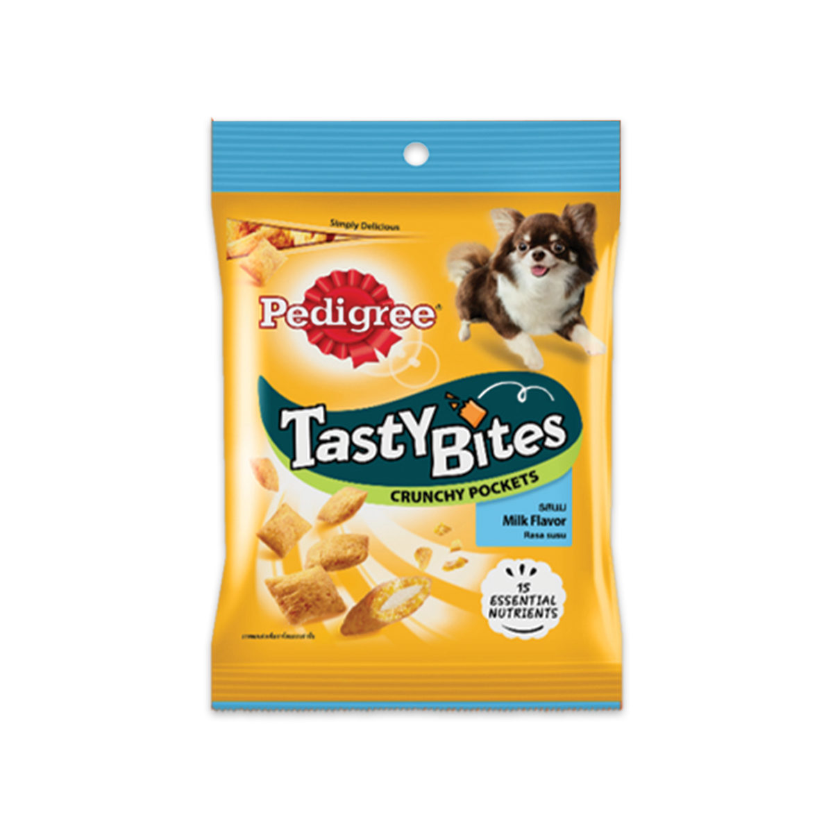 [MANOON] PEDIGREE Tasty Bites Milk เพดดิกรี ขนมสุนัข เทสตี้ ไบทส์ ครันชี่ พ็อกเก็ต รสนม ขนาด 60 กรัม