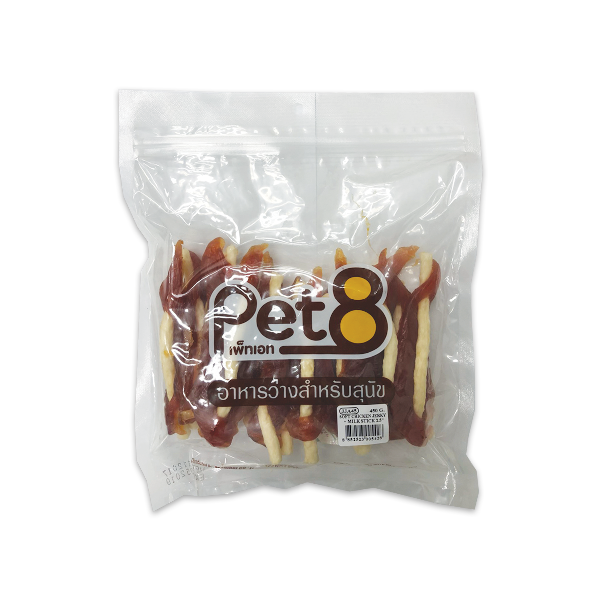 [MANOON] PET8  Sasami Jerky เพ็ทเอ็ท ขนมสุนัข สันในไก่เสียบสติ๊กนมนิ่ม (แบบนิ่ม 5 นิ้ว) ขนาด 450g (JJA45)