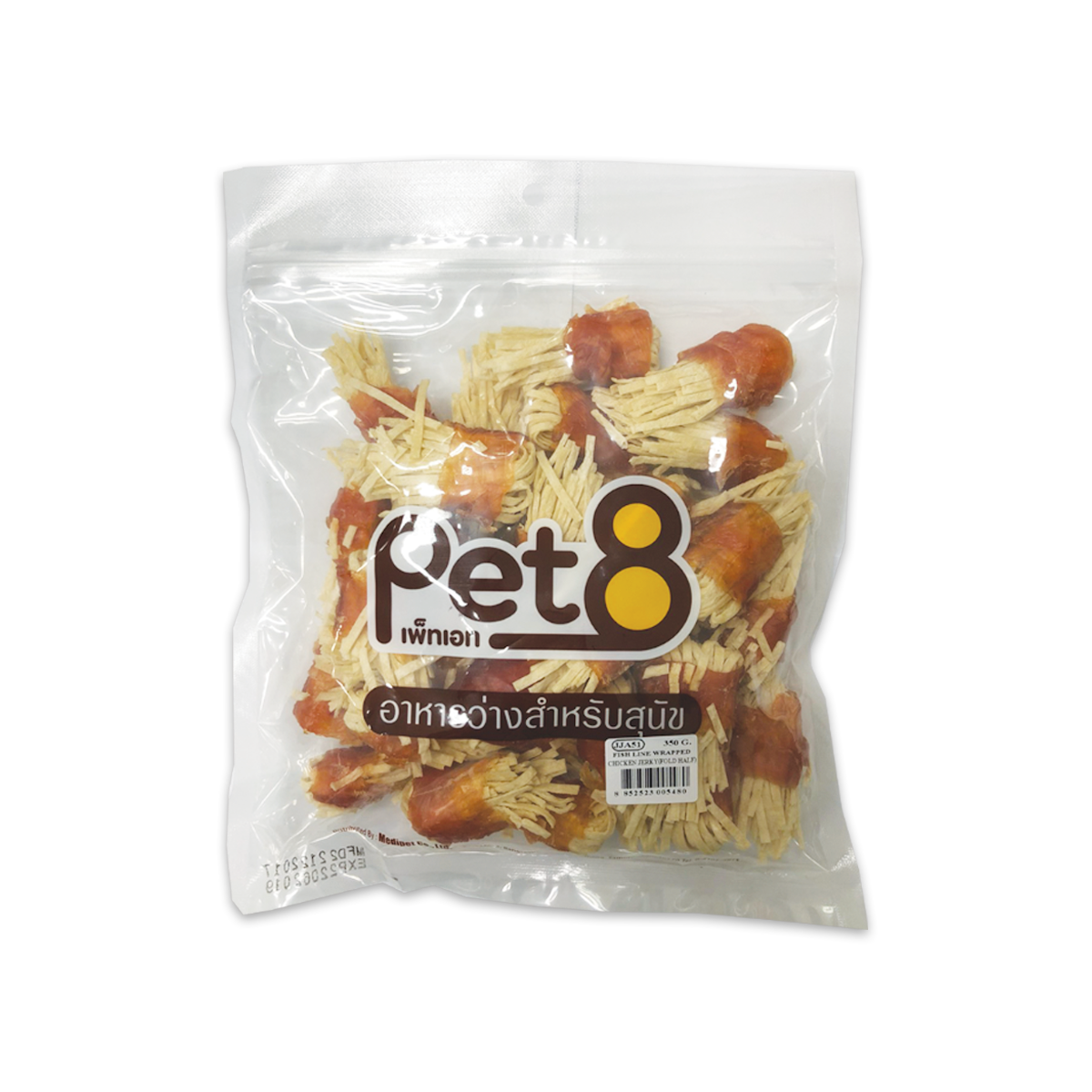 [MANOON] PET8  Sasami Jerky เพ็ทเอ็ท ขนมสุนัข ไก่พันปลาทาโร่ (ปลาเส้น) ขนาด 350 กรัม (JJA51)