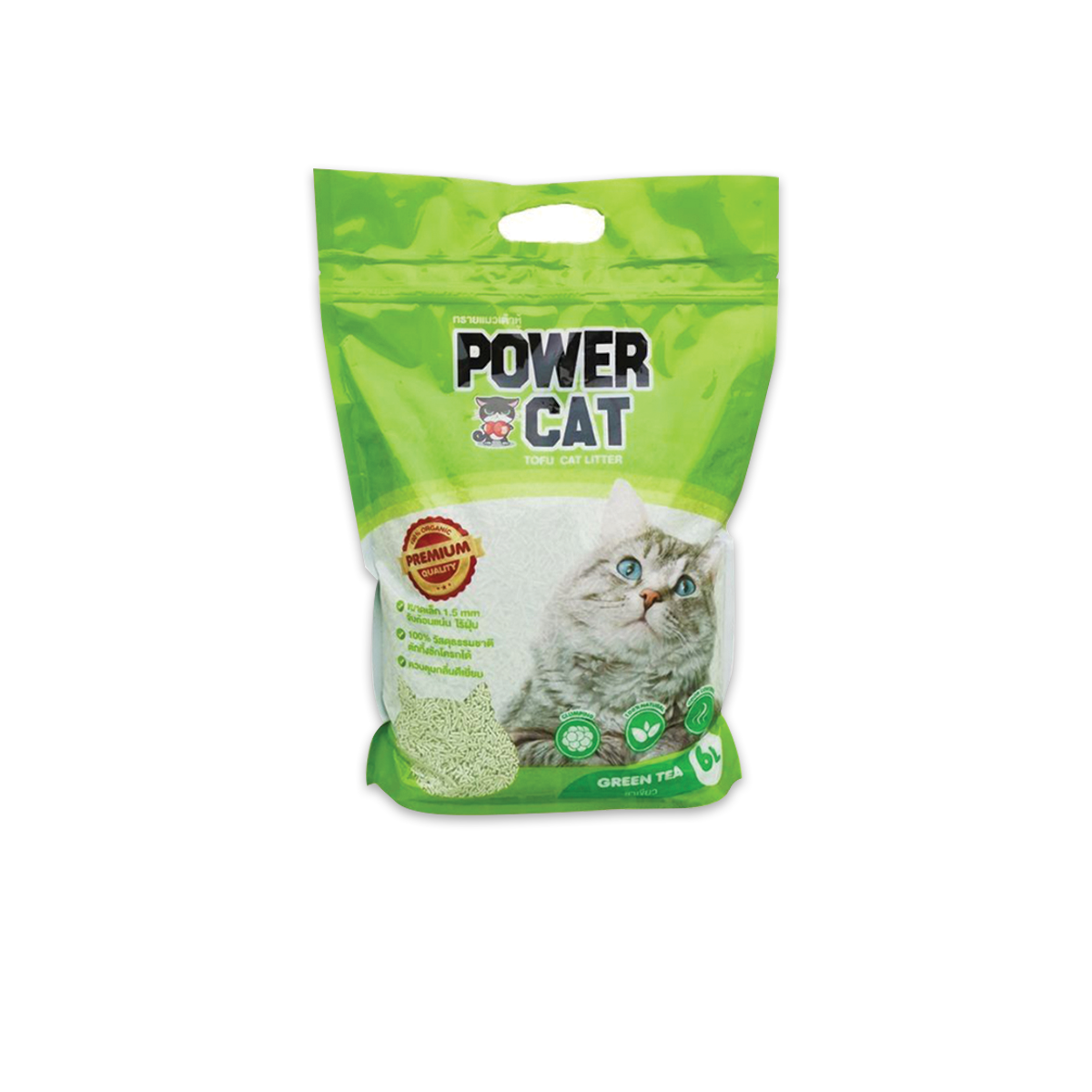 Power Cat พาวเวอร์ แคท ทรายแมวเต้าหู้กลิ่นชาเขียว ขนาด 6 ลิตร