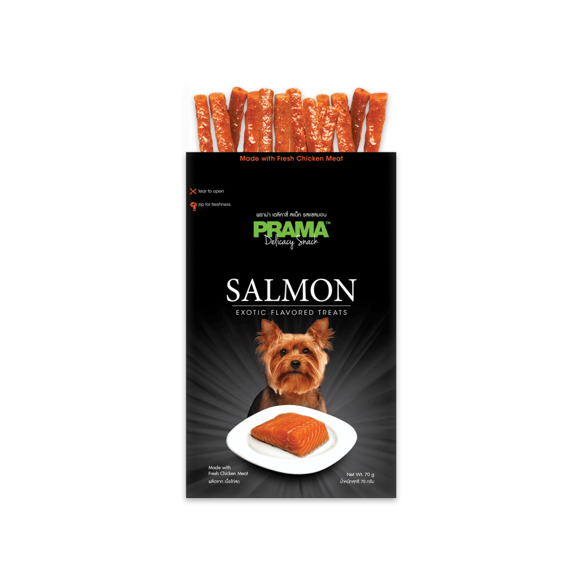 [MANOON] PRAMA Snack Salmon Flavor พราม่า สแน็ค ขนมสำหรับสุนัขรสแซลมอน ขนาด 70 กรัม