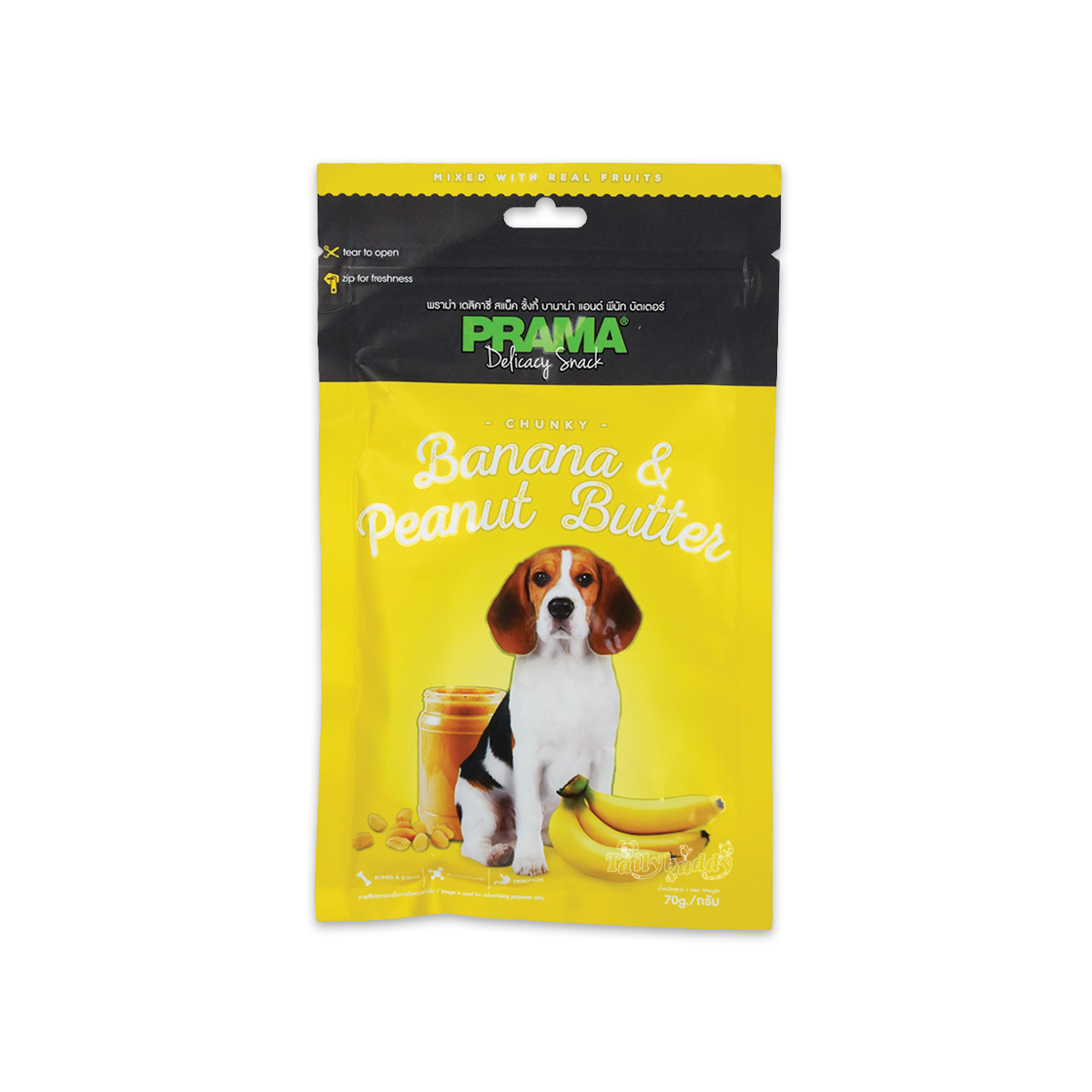 [MANOON] PRAMA Snack Banana & Peanut Butter Flavor พราม่า สแน็ค ขนมสำหรับสุนัขรสกล้วยและเนยถั่วขนาด 70 กรัม