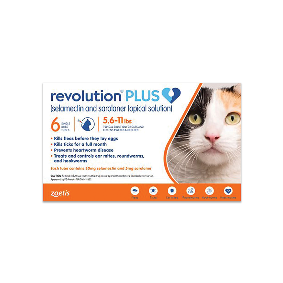 Revolution Plus for Cats เรโวลูชั่น พลัส ยาหยอดกำจัด เห็บ หมัดแมว น้ำหนัก 2.6-5.0 กิโลกรัม