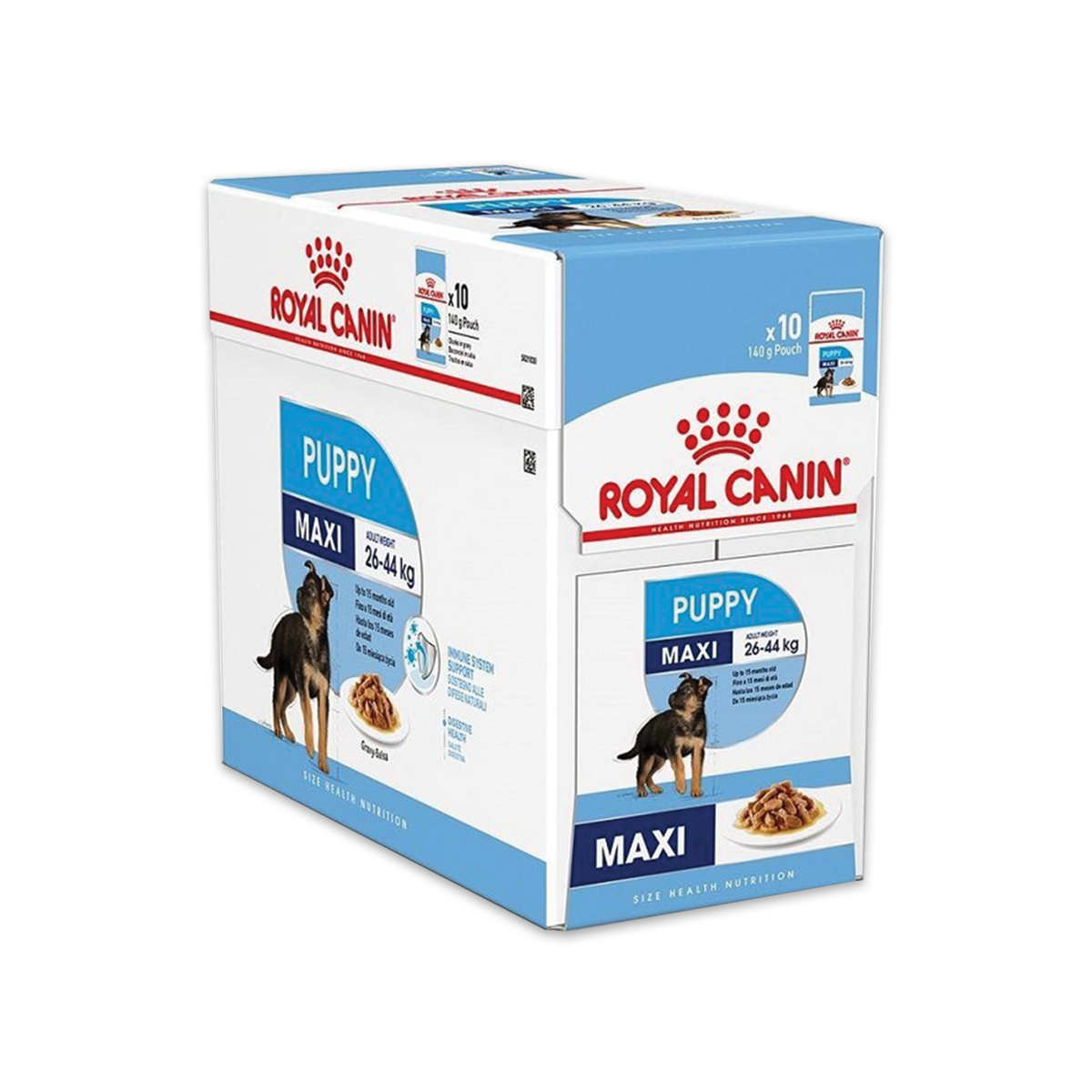 Royal Canin Pouch SHW Maxi Puppy  โรยัล คานิน อาหารชนิดเม็ดสำหรับลูกสุนัขพันธุ์ใหญ่อายุ 2 ถึง 15 เดือน ขนาด 140 กรัม (10 ซอง)