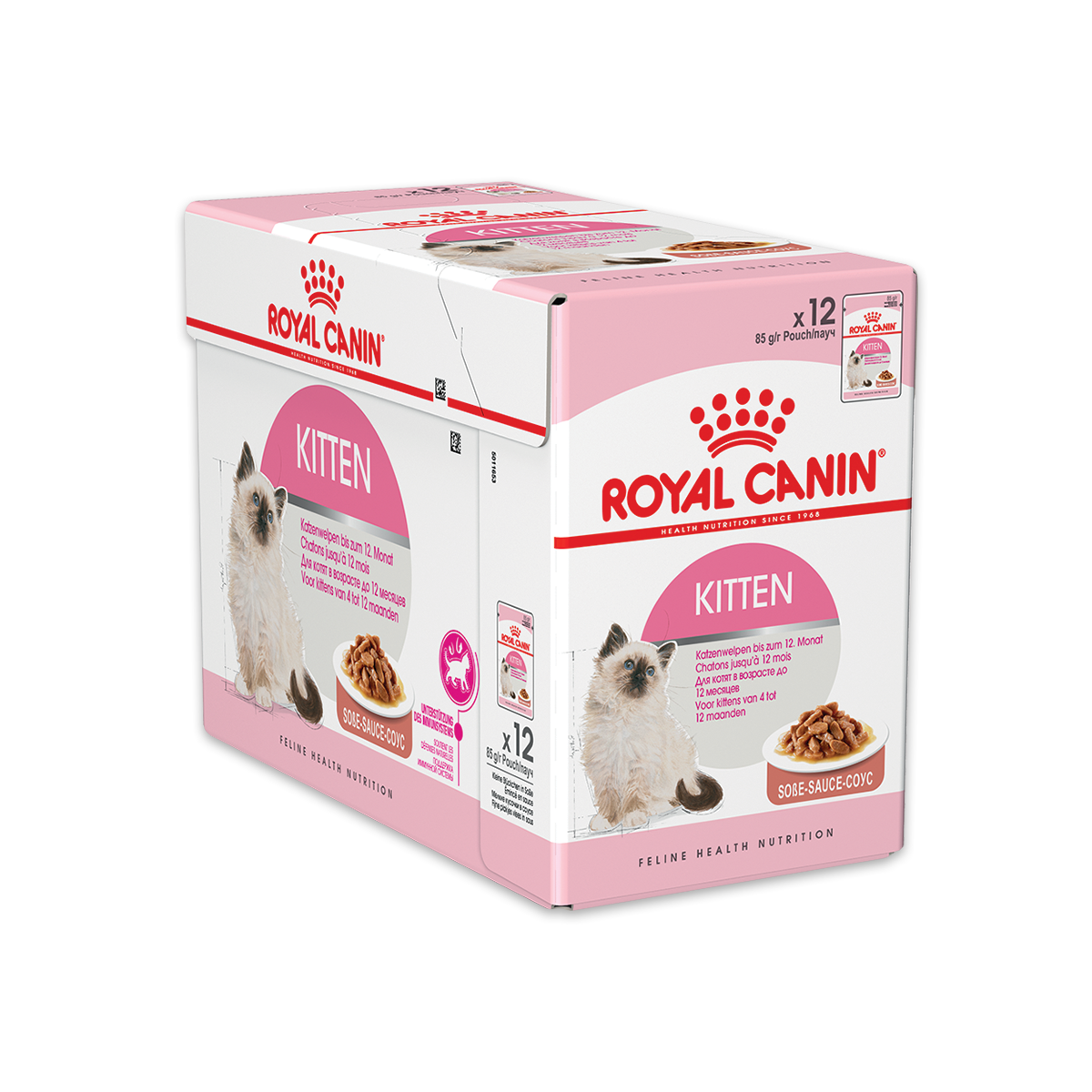 [MANOON] ROYAL CANIN  Pouch Kitten in gravy โรยัล คานิน อาหารลูกแมวอายุ 4 ถึง 12 เดือน, แมวระยะตั้งท้อง ขนาด 85 กรัม (12 ซอง)