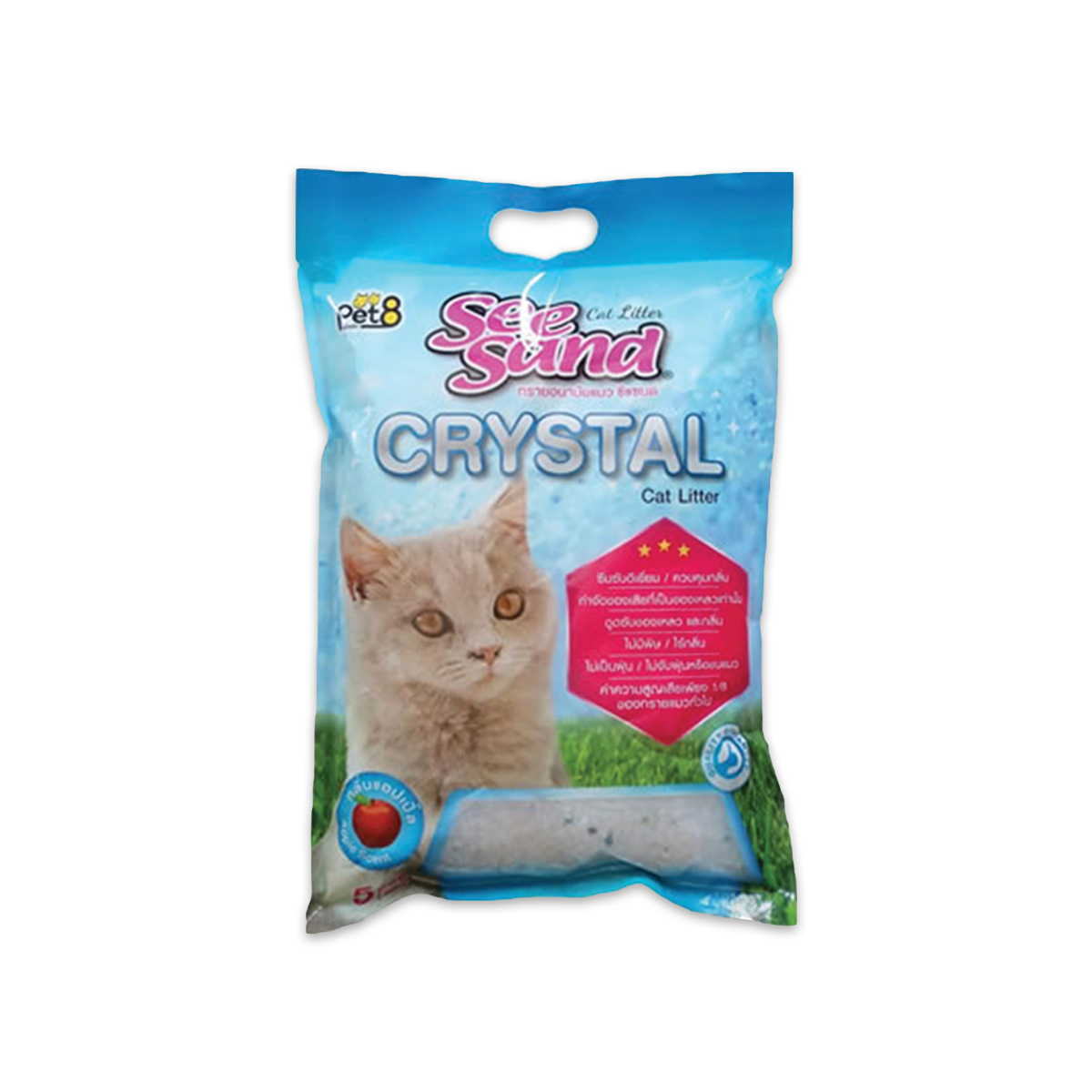 [MANOON] SEESAND Crystal Cat Litter Apple Scent ซีแซนด์ ทรายแมวคริสตันกลิ่นแอปเปิ้ล ขนาด 5 ลิตร