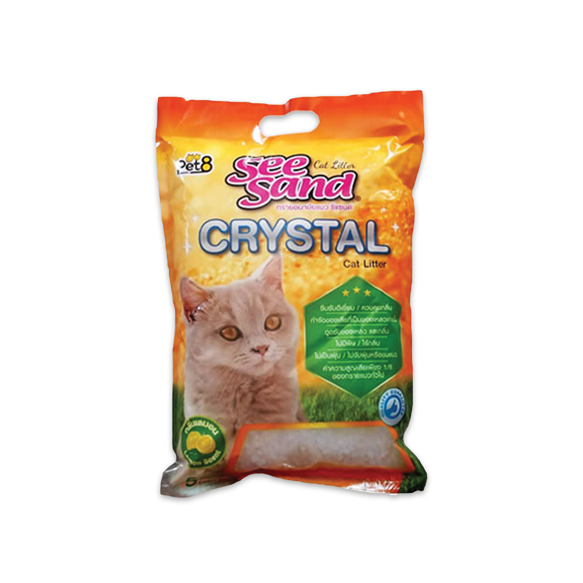 [MANOON] SEESAND Crystal Cat Litter Lemon Scent ซีแซนด์ ทรายแมวคริสตันกลิ่นเลม่อน ขนาด 5 ลิตร