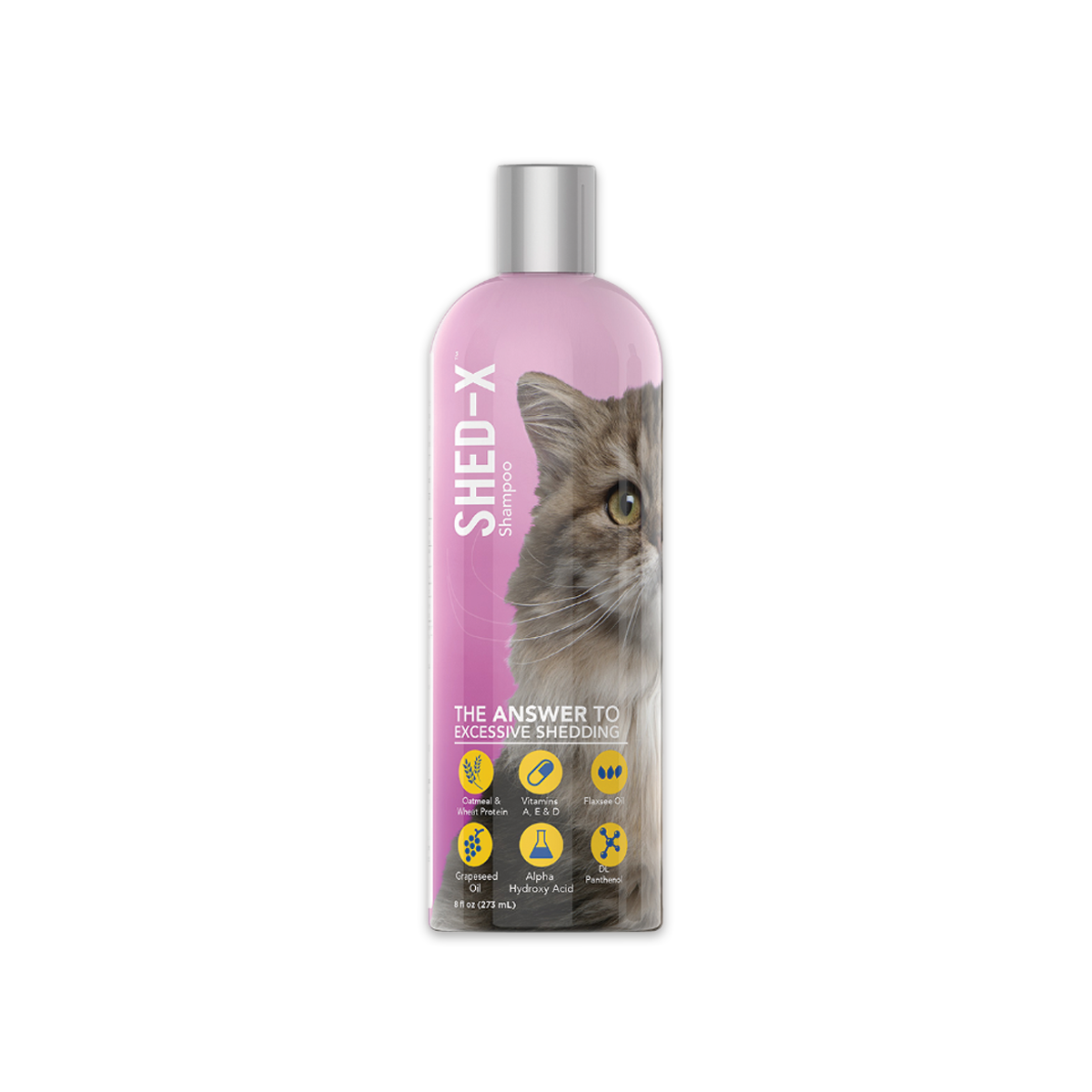 Shed-x Shampoo For Cats เชด-เอ๊กซ์ แชมพูสูตรลดขนร่วงและบำรุงขนสำหรับแมว ขนาด 8 ออนซ์