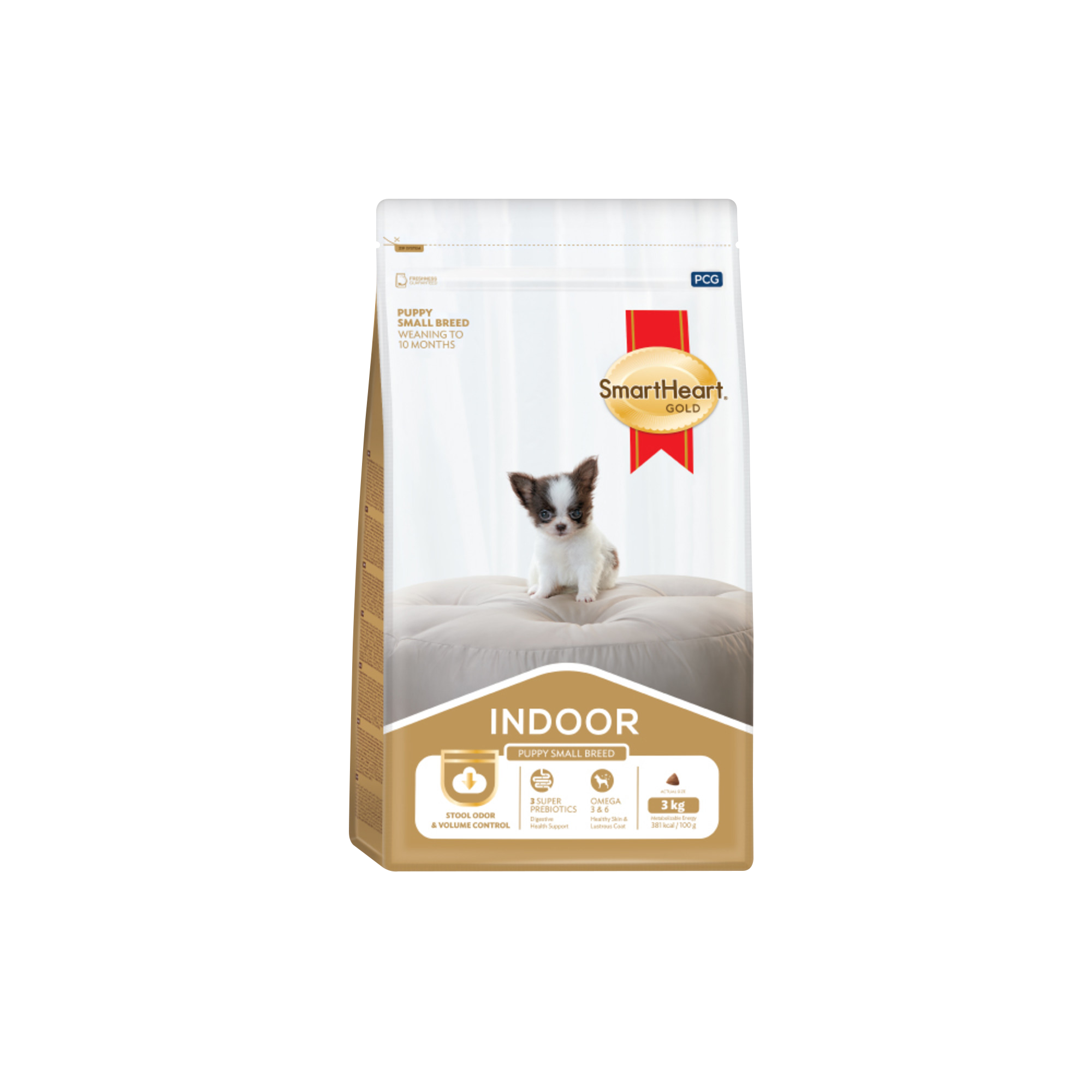 SMARTHEART Gold Indoor Puppy สมาร์ทฮาร์ท โกลด์ อินดอร์ อาหารสำหรับ ลูกสุนัขพันธุ์เล็ก ขนาด 1 กิโลกรัม