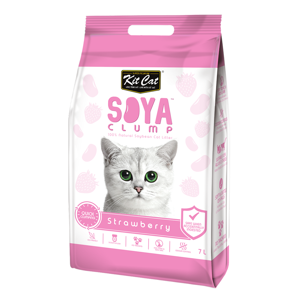 Kit Cat Soya คิตแคท โซย่า ทรายแมวเต้าหู้กลิ่นสตรอเบอรี่ ขนาด 7 ลิตร