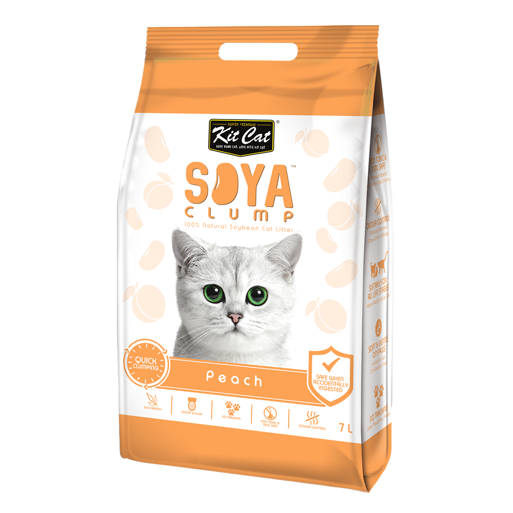 Kit Cat Soya คิตแคท โซย่า ทรายแมวเต้าหู้กลิ่นพีช ขนาด 7 ลิตร