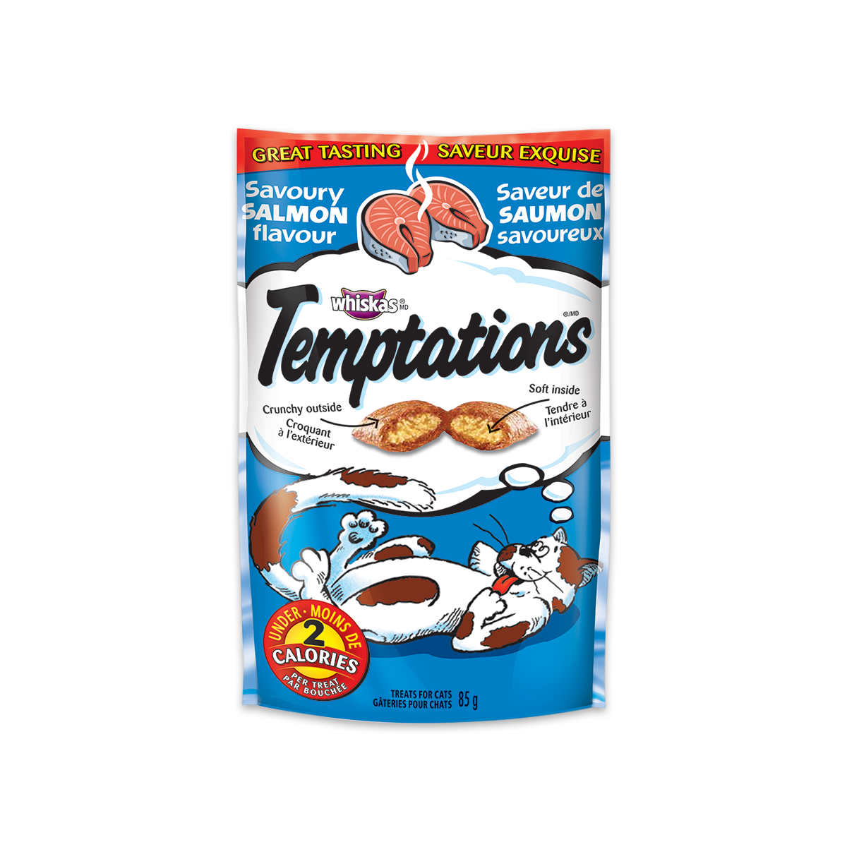 [MANOON] WHISKAS  Temptations วิสกัส เทมเทชันส์ ขนมแมวรสเซเวอรี่แซลมอน ขนาด 85 กรัม