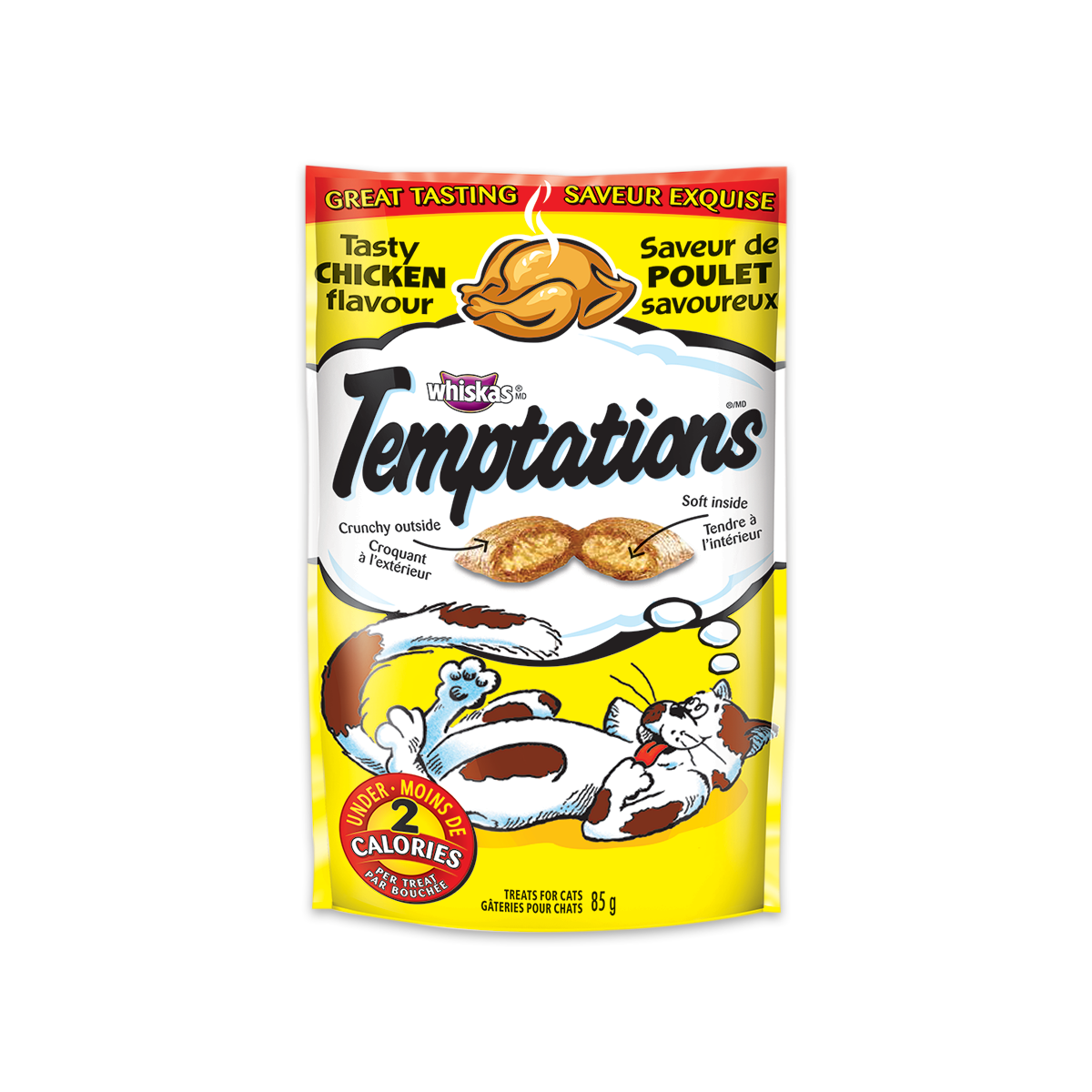 [MANOON] WHISKAS  Temptations วิสกัส เทมเทชันส์ ขนมแมวรสเทศตี้ไก่ ขนาด 85 กรัม