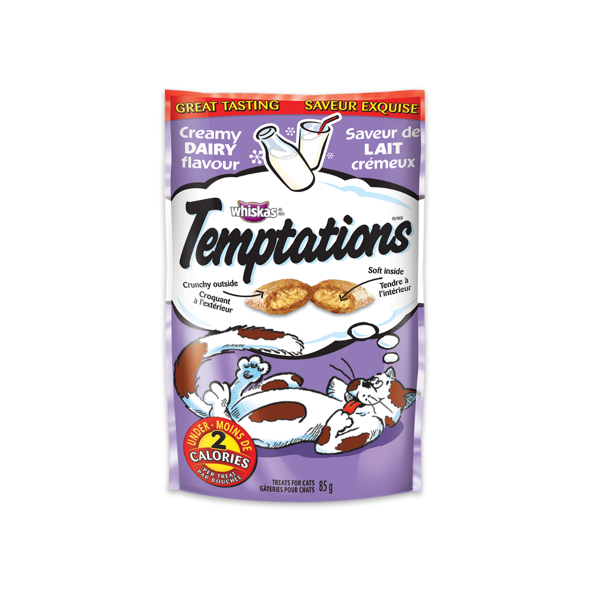 [MANOON] WHISKAS  Temptations วิสกัส เทมเทชันส์ ขนมแมวรสครีมมี่แดรี่ ขนาด 85 กรัม