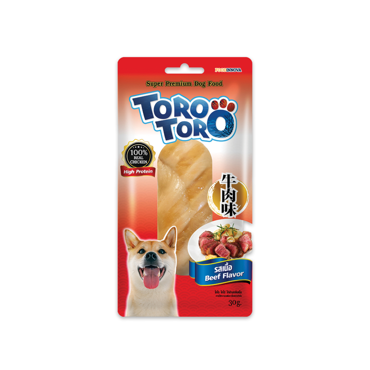 [MANOON] TORO  Grilled Chicken Beef Flavor โทโร โทโร่ ไก่ย่างกลิ่นเนื้อสำหรับสุนัข ขนาด 30 กรัม