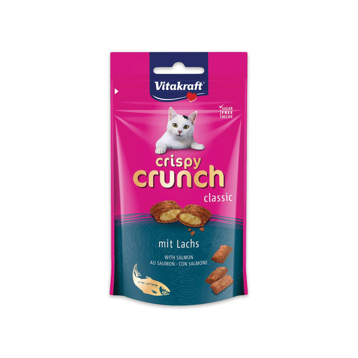 [MANOON] VITAKRAFT  Crispy Crunch ไวต้าคราฟ คริสปี้ครันซ์ ขนมพ็อกเก็ตสอดไส้รสแซลมอน ขนาด 60 กรัม