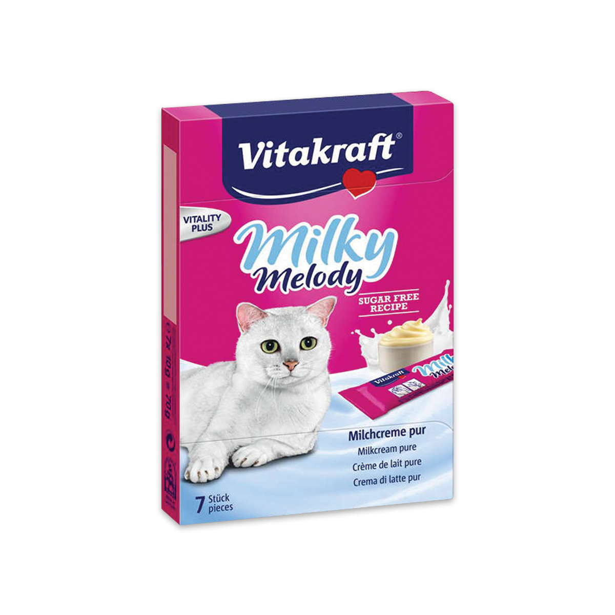 [MANOON] VITAKRAFT  Milky Melody Milkcream Pure ไวต้าคราฟ ครีมนมแมวเลียพร่องมันเนย ขนาด 70 กรัม