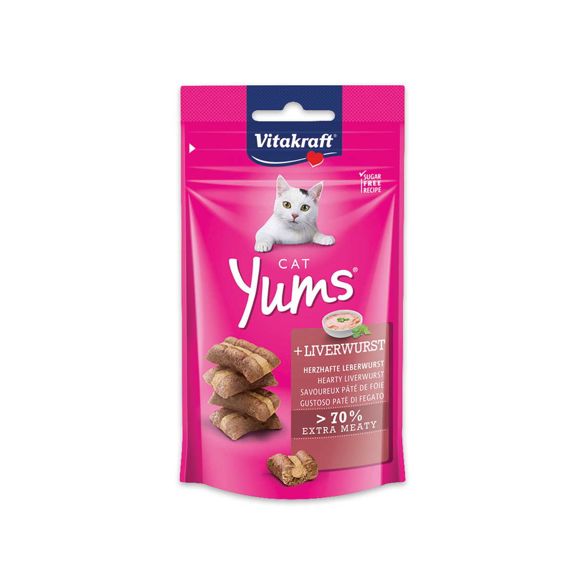 Vitakraft Yums Cat Liverwurst ไวต้าคราฟ แคท ยัมส์ ขนมพ็อกเก็ตรสตับ ขนาด 40 กรัม
