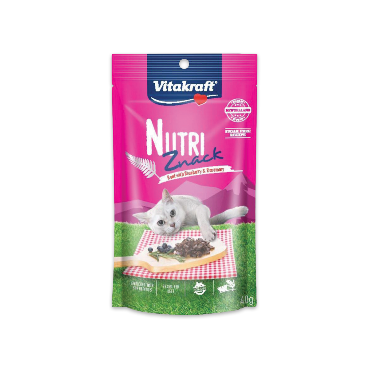 [MANOON] VITAKRAFT  Nutri Znack ไวต้าคราฟ นูทริ สแน็ค ขนมแมวรสเนื้อ บลูเบอร์รี่และโรสแมรี่ ขนาด 40 กรัม