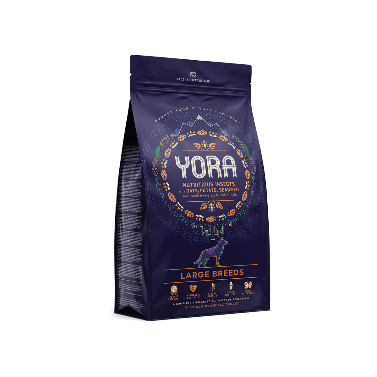 [MANOON] YORA  Large Breeds Nutritious Insects with Oats, Potato, Seaweed and healthy herbs&botanicals โยรา อาหารสูตรสำหรับโตเต็มวัย สายพันธุ์ใหญ่ ขนาด 1.5 กิโลกรัม