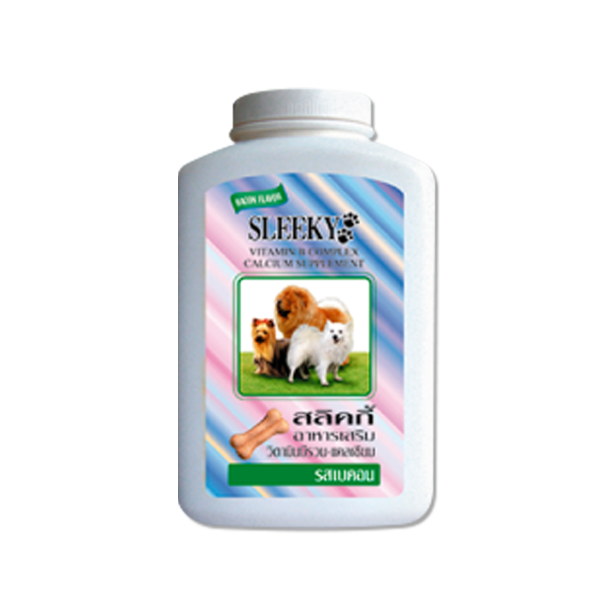 SLEEKY Vitamin B Complex & Calcium Supplement  Bacon Flavor สลิคกี้ อาหารเสริมวิตามินบีรวม บำรุงร่างกายสุนัข รสเบคอน ขนาด 630 กรัม
