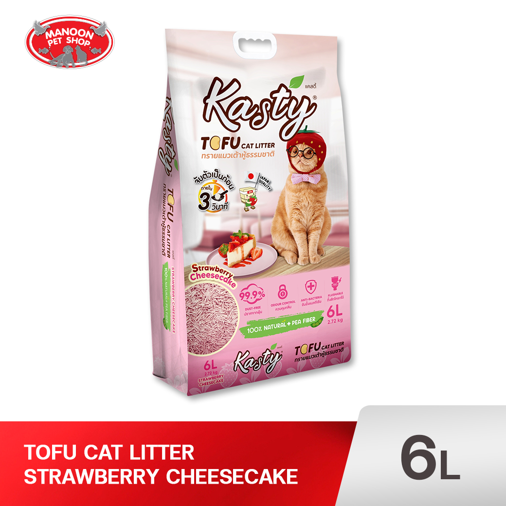 KASTY TOFU ทรายแมวเต้าหู้ Strawberry Cheesecake 6L.(2.72kg.)