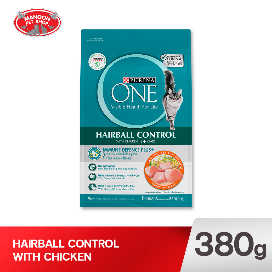 PURINA ONE สูตรแมวโต ควบคุมก้อนขน 380g.